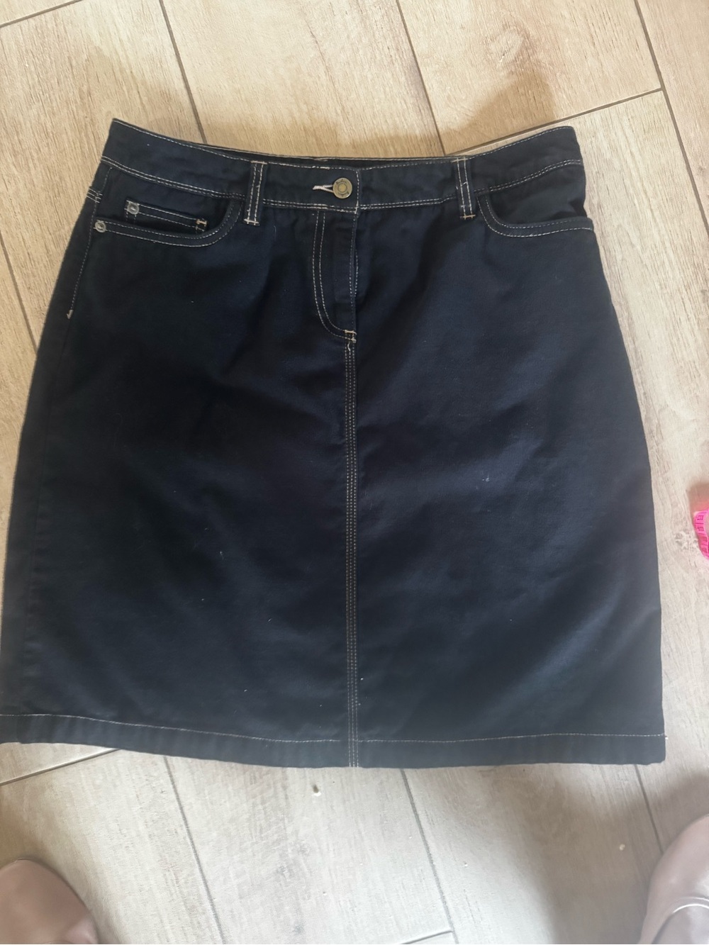 Boden Classic Black Denim A-Line Skirt size 10